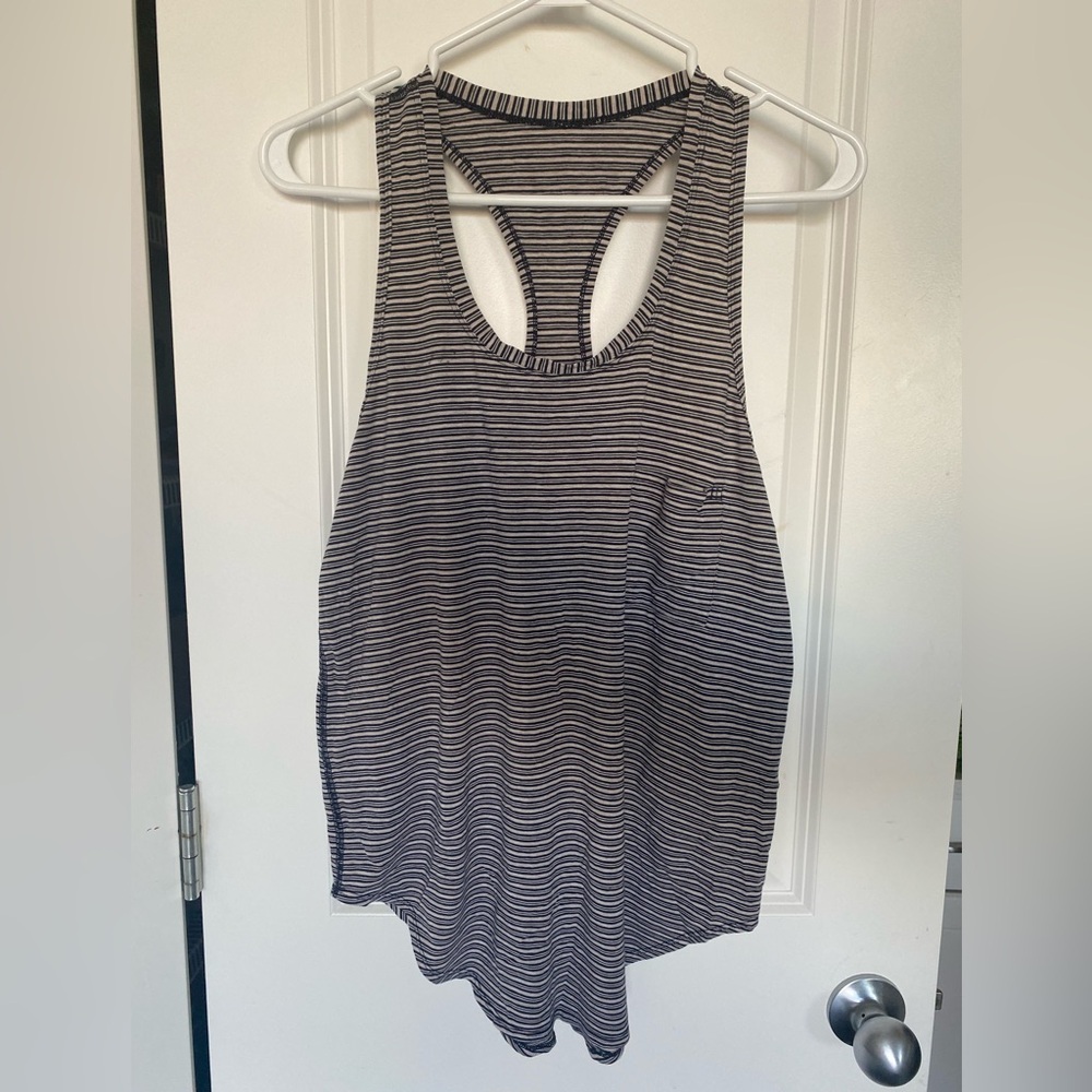 Striped Racerback Tank Top - Black & White